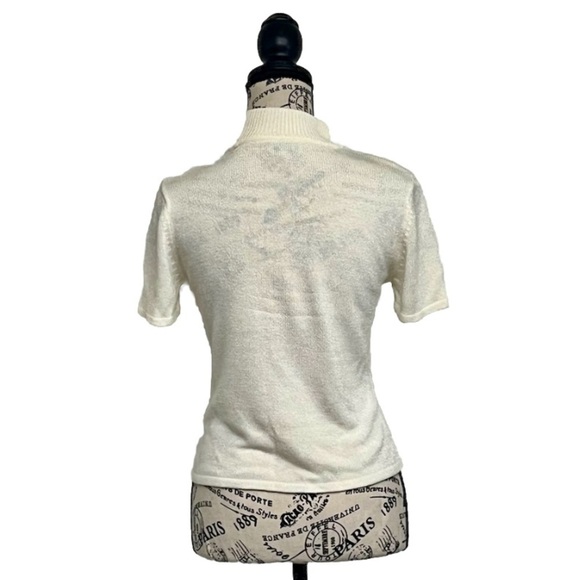 Tahari ASL beige Knit Sweater Blouse Normcore Womens Preppy Modest Mature 4P - Picture 5 of 10